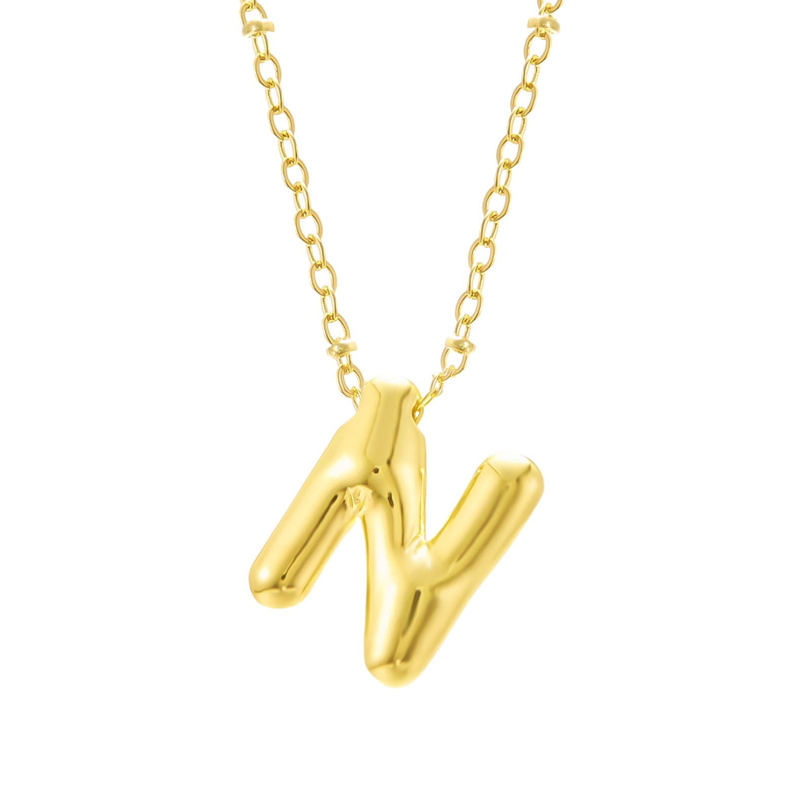 Mama Necklace Gold Bubble 3D Letter - Personalized Mom Necklace, Mother's Day Gift Jewelry