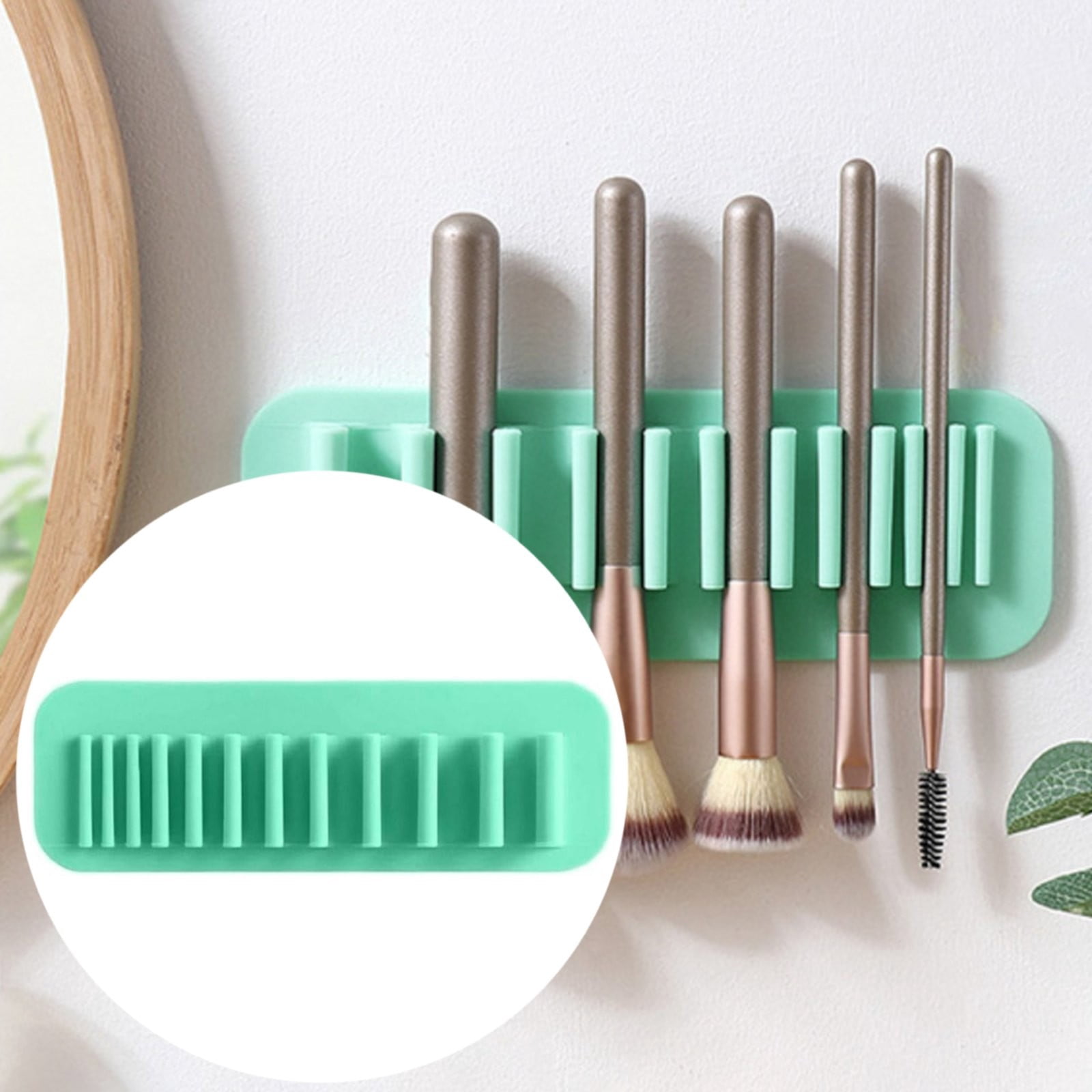 Awwp Green Makeup Brush Holder, Wall Mounted Silicone Rack, Drying ...