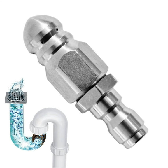 Awwp High Pressure Sewer Jetter Nozzle 2.2 Inch, 1 Pcs Quick Connect Stainless Steel Cleaning Nozzle for Drain Pipe Unclogging, Home Garden Use, Powerful Water Jet, Sewer Cleaning Nozzle