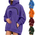 thumbnail image 1 of Awwp Hoodie with Cat Pouch Holder Sweatshirt Large Pocket Pullover Shirt Kangaroo Pocket Dog Sweatshirt Unisex Oversized Fit Pet Rest Holder,Zip Front Pet Pouch Sweatshirt Dark Purple S, 1 of 9
