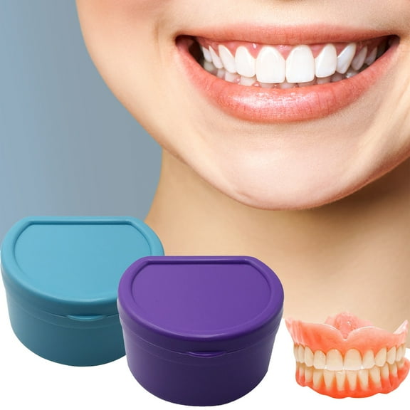 Awwp Makeup Denture Box Blue, Plastic Container Case Denture Bath Box Mouthguards Storage Travel Bottles & Containers Bottle Blue, 1*Box Promotion Clearance Sale