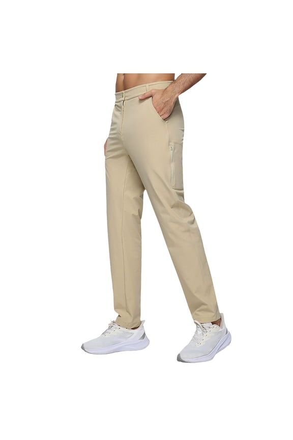Men Pants Men's Basic Work Pants Quick Drying Breathable Fitness And Sports Pants Slim Fit Outdoor Climbing And Casual Straight Leg Long Pants Khaki M