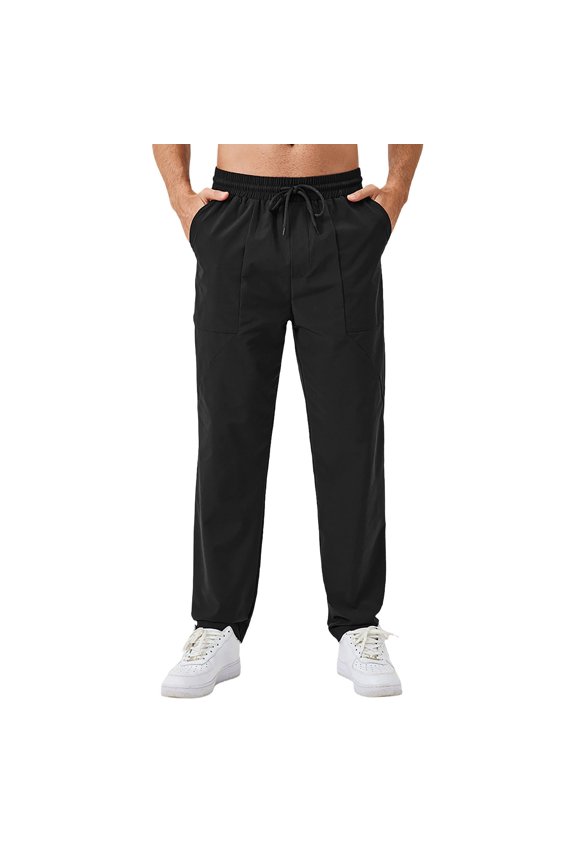 Men Pants Men's Fall/Winter Loose Jogging Pants Straight Leg Outdoor Casual Running Pants Quick Drying Fitness Training Pants Black L