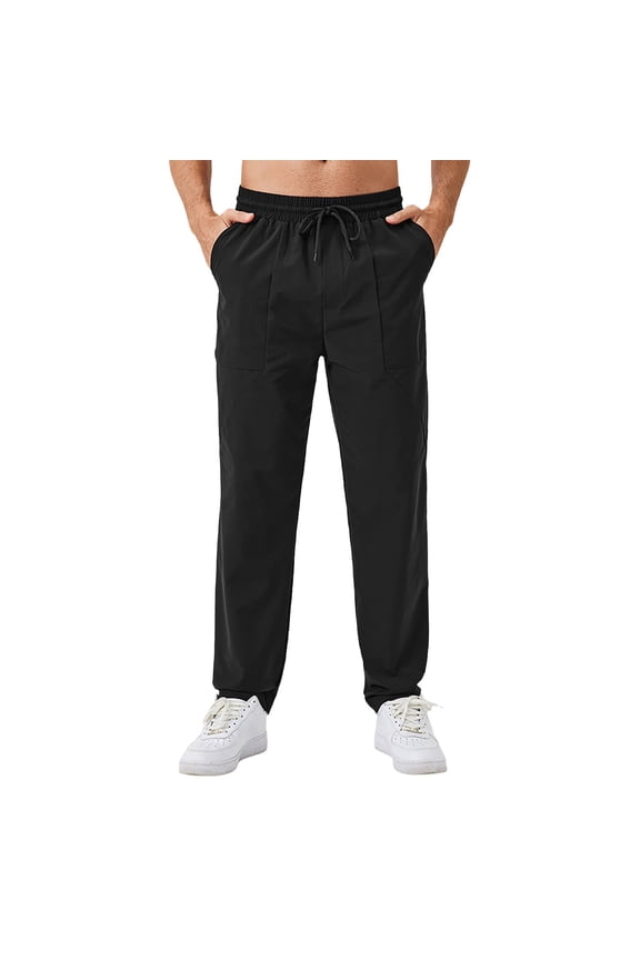 Men Pants Men's Fall/Winter Loose Jogging Pants Straight Leg Outdoor Casual Running Pants Quick Drying Fitness Training Pants Black XXL
