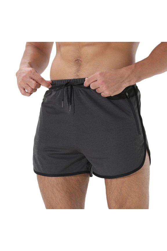 Men Pants Men's Running Three Quarter Shorts for Fitness Quick Drying With Pockets And Bird Style Shorts. Grey L