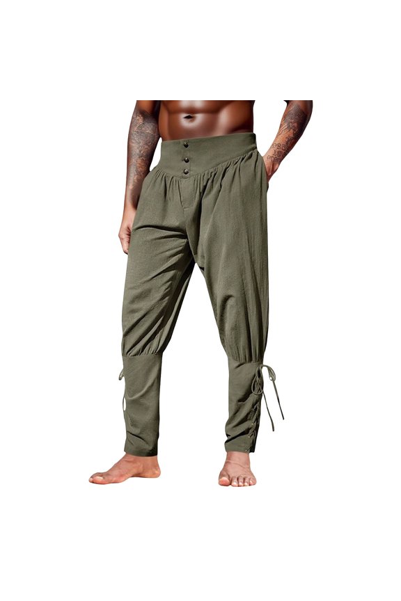 Men Pants New Men's Ankle Pants for Casual Wear Retro Style Short Legged Trousers With Elastic Waistband Green S