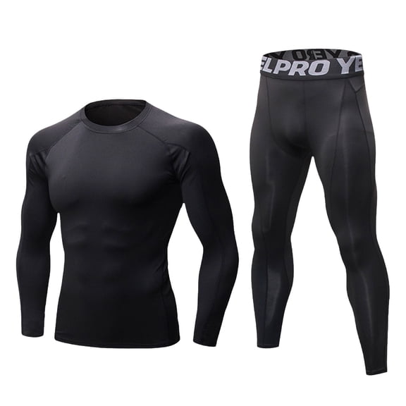 Awwp Men Set Long Underwear Mens Thermals Base Layer Men Cold Weather Gear Long for Winter Cycling Running Hunting Black XXL