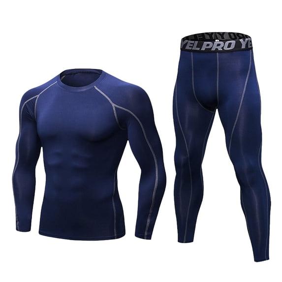 Awwp Men Set Long Underwear Mens Thermals Base Layer Men Cold Weather Gear Long for Winter Cycling Running Hunting Navy S
