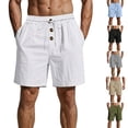 thumbnail image 1 of Awwp Men's Linen Blend 5 Inch Casual Shorts Elastic Waist Button Front Loose Fit Summer Walking Shorts Beach Vacation Bottoms Khaki Size: 3Xl, 1 of 7