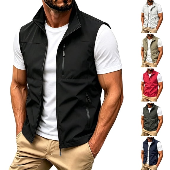 Awwp Men's Vests Casual Multi-Pocket Outdoor Vest Men's Casual Outdoor Lightweight Vest Quick Dry Fishing Hunting Photo Sleeveless Vest with Pockets Black Size: 2Xl