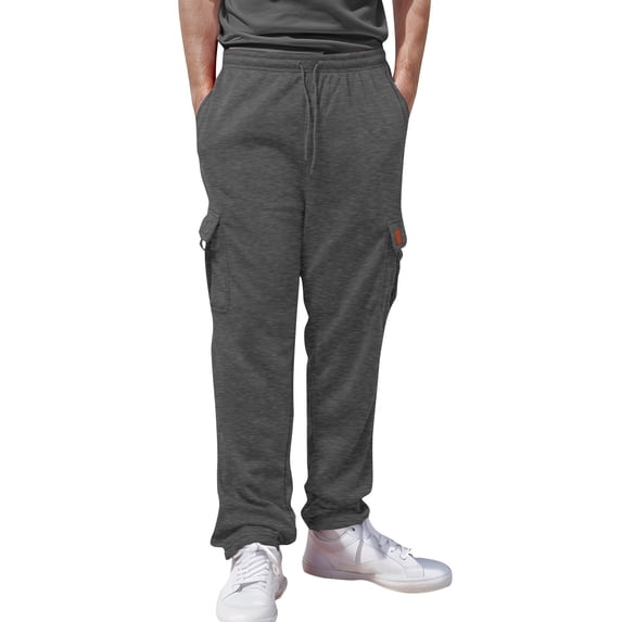Awwp Mens Pants, Athleisure Fleece Cargo Pants with Bunched Ankles Pants for Men Dark Gray XXXXL