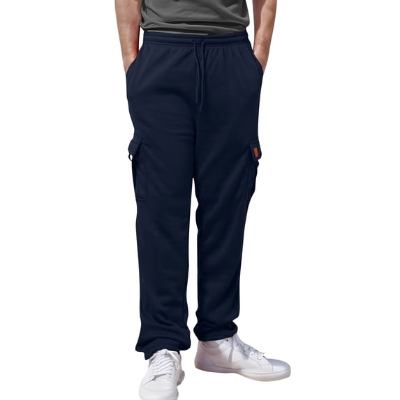 Awwp Mens Pants, Athleisure Fleece Cargo Pants with Bunched Ankles Pants for Men Navy XXXL