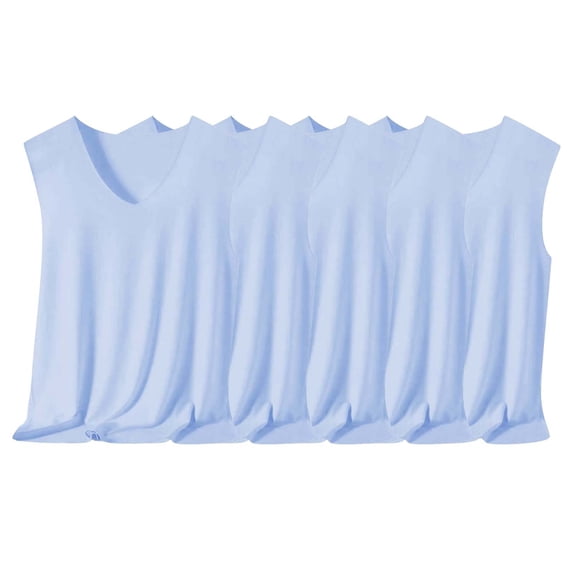 Awwp Mens Shirts, 5Pcs V Neck Casual Sleeveless Tank Top Shirts for Men Light Blue XXL