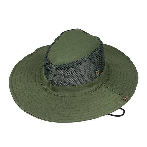 Awwp Mens Sun Hat Wide Brim Breathable Mesh Upf 50+ Waterproof Fishing Cap Sun Visor Cap Mountaineering Cap Net Cap Foldable Boonie Cap Green One Size