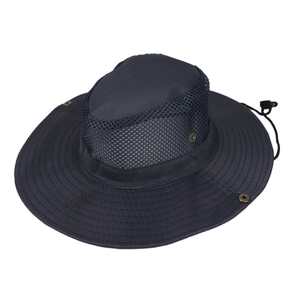 Awwp Mens Sun Hat Wide Brim Breathable Mesh Upf 50+ Waterproof Fishing Cap Sun Visor Cap Mountaineering Cap Net Cap Foldable Boonie Cap Navy One Size