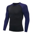 thumbnail image 1 of Awwp Mens Tops Men's Guard Long Sleeves Quick Drying Splice Compression Swim Shirts Round Neck Pullover T Shirt Blue L, 1 of 3