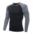 thumbnail image 1 of Awwp Mens Tops Men's Guard Long Sleeves Quick Drying Splice Compression Swim Shirts Round Neck Pullover T Shirt Grey S, 1 of 3