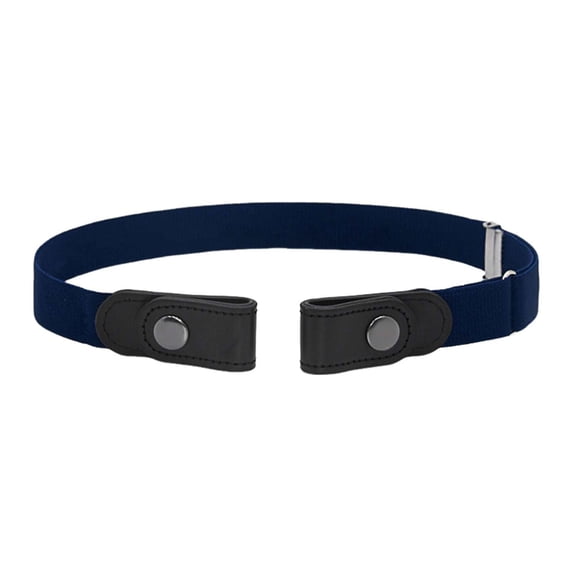 Awwp No Buckle Stretch Belt for Men Comfort Adjustable No Buckle Invisible Plain Elastic Belt for Jeans Pants Dark Blue One Size