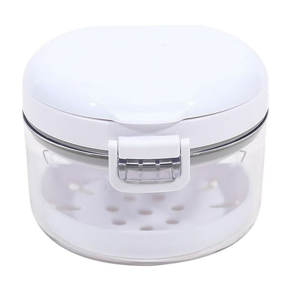 Awwp Retainer Cleaner, Travel Denture Case, Odor-Free, 2-Layer Design for Easy Soaking & Storage, Durable & Portable for Home/Camping