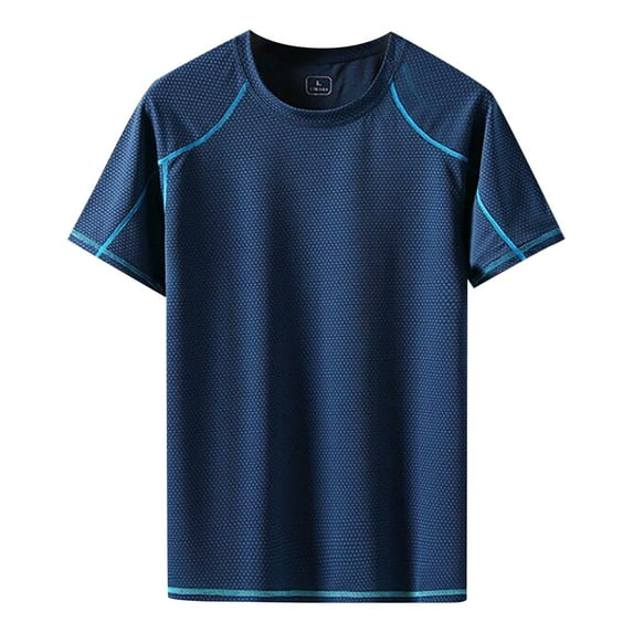 Awwp Running Shirts Men Short Sleeve Sport Tops Gym Athletic T Shirts Breathable Cool Workout Shirts Navy M