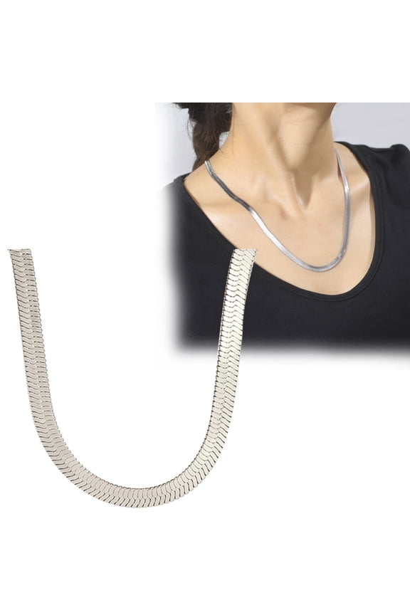 Silver 1*Herringbone Flat Chain Big Heavy Faux Gold Herringbone Chain Necklace for Men Women 11Mm Thick 90S Hip Hop Jewlery Chain Sparkling 1 Costume Gold Chain