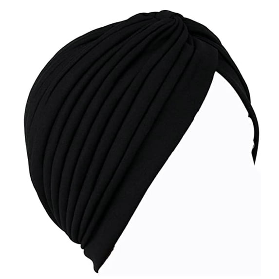Awwp Stretch Turbans Cap Size One Turban Women Chemo Head Wrap Cancer Head Beanie Twisted Turban Cap Cover Hats for Women Black One Size