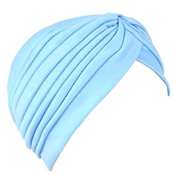 Awwp Stretch Turbans Cap Size One Turban Women Chemo Head Wrap Cancer Head Beanie Twisted Turban Cap Cover Hats for Women Light Blue One Size