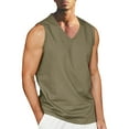 thumbnail image 1 of Awwp Tank Tops Men, Summer Beach Classic Solid Color V Neck Cotton Sleeveless Shirts for Men Green L, 1 of 1