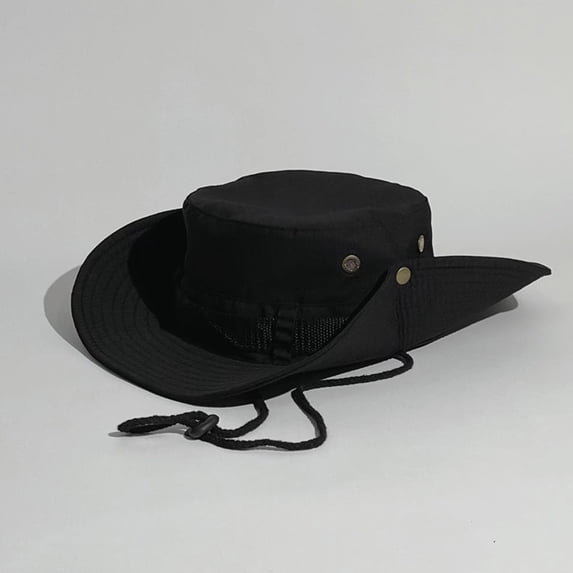 Awwp Unisex Boonie Hat Foldable Leisure Lightweight Bucket Hat Outdoor Workout Hiking Beach Fishing Safari Sun Cap Black