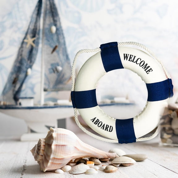 Awwp Welcome Aboard! Nautical Party Decor, Life Preserver Ring Wall Decor, Mediterranean Sea Theme Home Decor for Living Room Bathroom Beach Party Wall Hanging, 1 Pcs