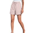 thumbnail image 1 of Awwp Women Solid High Waist Cotton and Linen Shorts Pants Casual Beach Shorts Women's Casual Loose Wide Leg Short Beige L, 1 of 6
