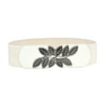 thumbnail image 1 of Awwp Women's Stretchy Fashion Vintage Adjustable Belt for Dress Wide Trendy Leaf Buckle Waist Elastic Belts for Waistband White, 1 of 3