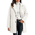 thumbnail image 1 of Awwp Women's Teddy Pea Coat, Faux Fur Long Winter Jacket, Winter Lapel Faux Fur Warm Overcoats White 3Xl, 1 of 5