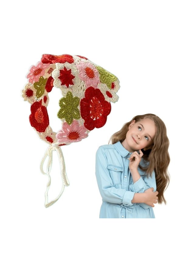 the Summer I Turned Pretty Makeup, Crochet Bandana Head Kerchief Hair Scarf Knitted Hair Scarves Crochet Hair Kerchief Tie Bcak Headwrap Floral