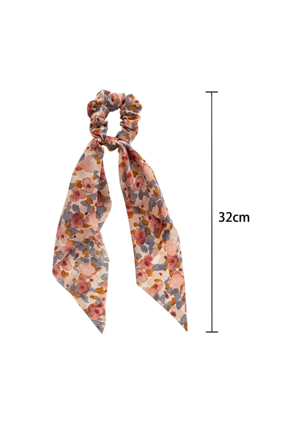 the Summer I Turned Pretty Floral Print Scrunchies Solid Color Hair Ribbon For Women Ponytail Hair Bands