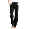 thumbnail image 1 of Awxnjux Flowy Pants For Women Womens Casual Solid Color Loose Pockets Elastic Belt Waist Pants Long Trousers (Black,Xl), 1 of 5