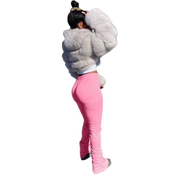 Awxnjux Women'S Fashion Pants Women'S Run Workout Joggers Pants Gradient Yoga Sport Stacked Leggings (Pink,S)