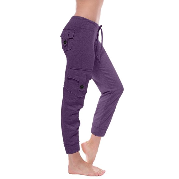 Awxnjux Women'S Sports Pants Sweat Pants For Womens Yoga Pants With Pockets Jogger Pants Loose Comfy Drawstring Running Casual Sweatpants (Purple,S)