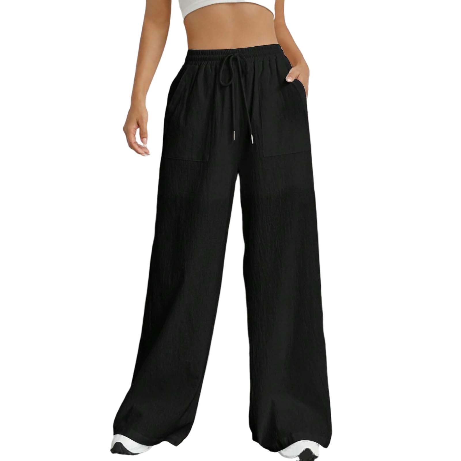 Awxnjux Women'S Sports Pants Women'S Elastic Waist Drawstring Casual