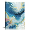 thumbnail image 1 of Awypu Abstract Canvas Wall Art Blue Gold Marble Pattern Picture Watercolor Wall Painting Bathroom House Decor Poster Print Artwork, 1 of 5