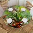 thumbnail image 1 of Awypu  Abstract Trees Branches Round Tablecloth with Elastic Edged Flower Butterfiy Fitted Table Cloths Cover Mat Washable Spill Proof Table Covers for Indoor outdoor Dinning Patio Table White, 1 of 7