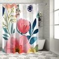 thumbnail image 1 of Awypu Bathroom Shower Curtain Set with Hooks - Most Beautiful Flowers Illustration Pattern - Waterproof - Multiple Sizes White, 1 of 7