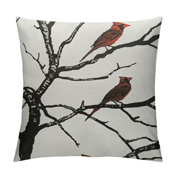 Awypu Beautiful Red Birds Pillow Covers Cardinals on Bare Brown Tree Branches Winter Christmas Decorative Throw Pillow Covers Cushion Case for Home Sofa Couch Decoration