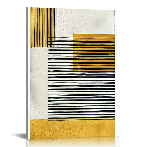 Awypu Boho Beige Minimalist Wall Art Decor Prints Boho Yellow Pictures Yellow And Grey Abstract Canvas Wall Art Modern Artwork Boho Line Poster Minimalist Boho Painting Line Canvas Art