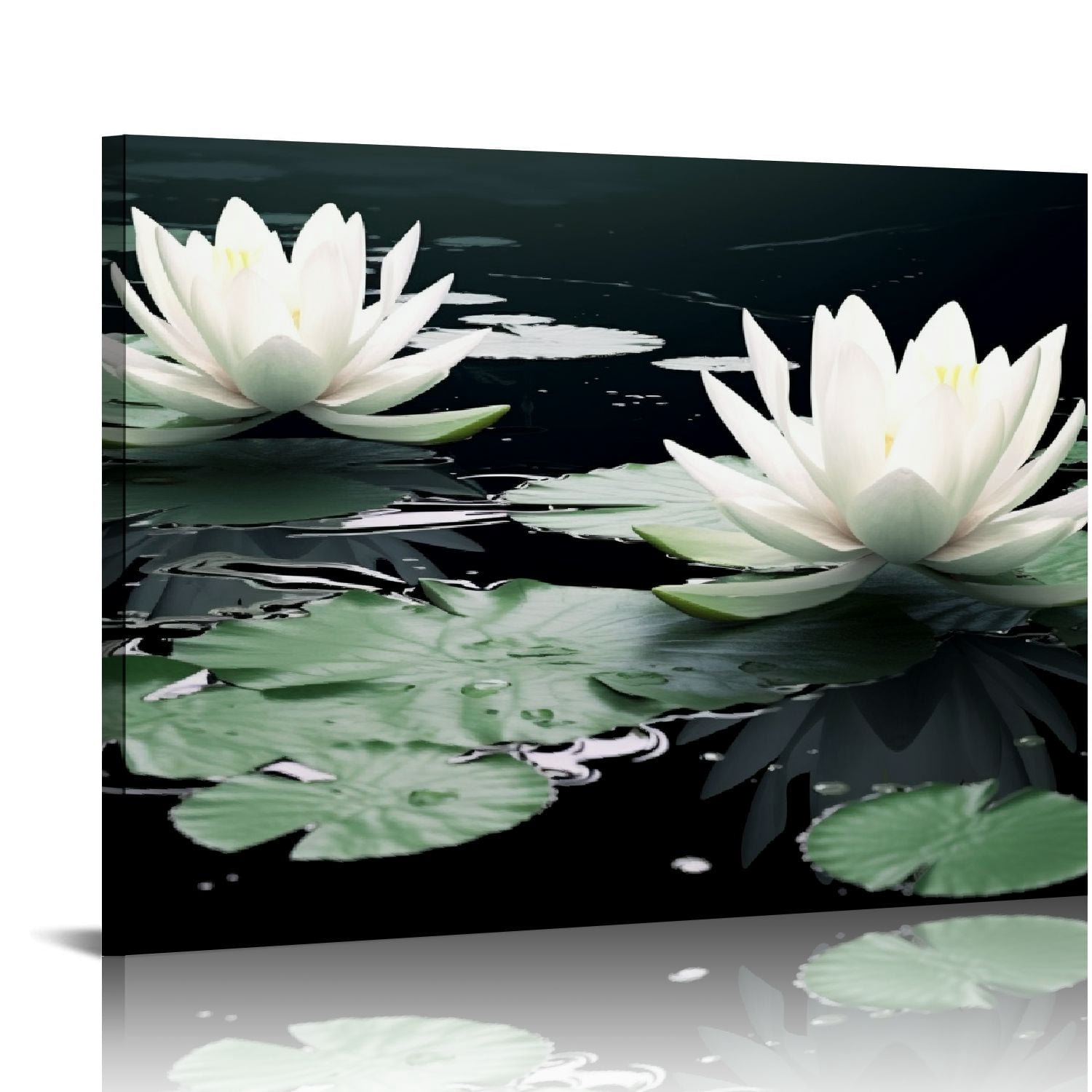 Awypu Canvas Wall Art Wall Decor Abstract White Lotus Painting Modern ...