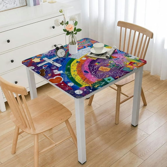 Awypu Celebrating LGBTQ Resilience and Gender Diversity Square Table Cover Outdoor Picnic Camping and Indoor Kitchen Dining Party 100% Polyester Fiber 46*46