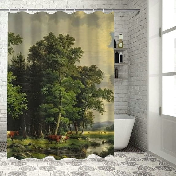 Awypu Chic Modern Bathroom Decor Waterproof Shower Curtain Multiple Sizes White