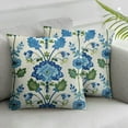 thumbnail image 1 of Awypu Chinoiserie Pillow Covers Watercolor Green Blue Floral Leaves Decorative Outdoor Throw Pillows Summer Pillow Case Square Cushion Cover Decor for Sofa Couch Bed,2 pcs 12x12in, 1 of 6