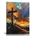 thumbnail image 1 of Awypu Christian Cross Wall Art, Jesus Religious Wall Art Wall Decor Christian Canvas Painting Print Artwork Modern Home Decor Framed for Living Room church Bedroom Bathroom, 1 of 5