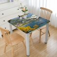 thumbnail image 1 of Awypu Cityscape Waterfront Yellow Tree Square Tablecloth Great for Home Kitchen/Parties/Holiday Dinner 100% Polyester Fiber 46*46, 1 of 8